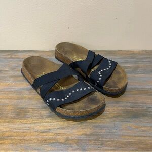 Birkenstock Black Sandals with Silver Accents